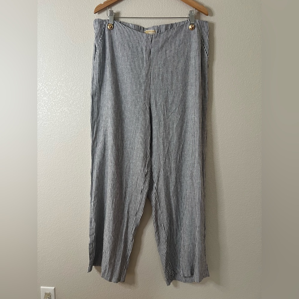 Michael Kors Navy Striped Pull On Pants Women's Size XL